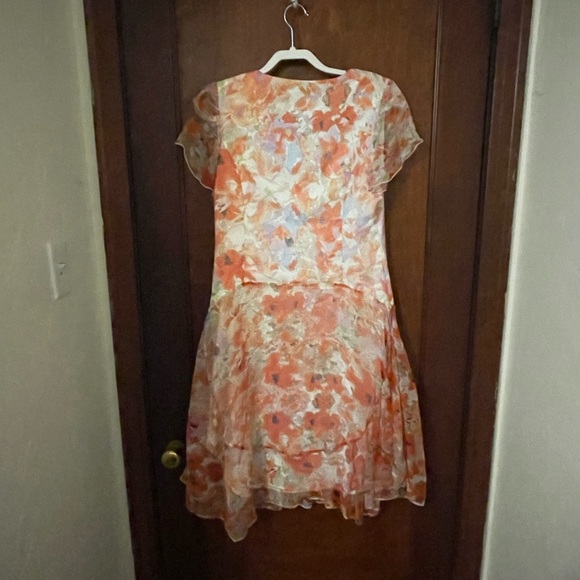 J. Peterman Silk Floral Ruffle Sleeve Dress - Picture 4 of 6